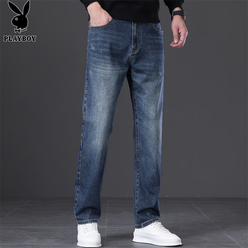 Playboy Denim Jeans for Men, Spring And Summer Straight-Leg Casual Pants, Loose-...