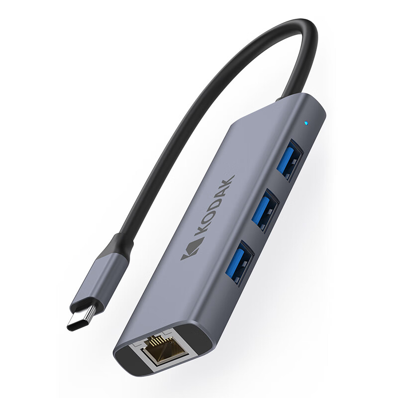 Kodak Type-C Splitter Hub T343 High-Speed 4-Port Hub Expansion Dock Gigabit Ethe...