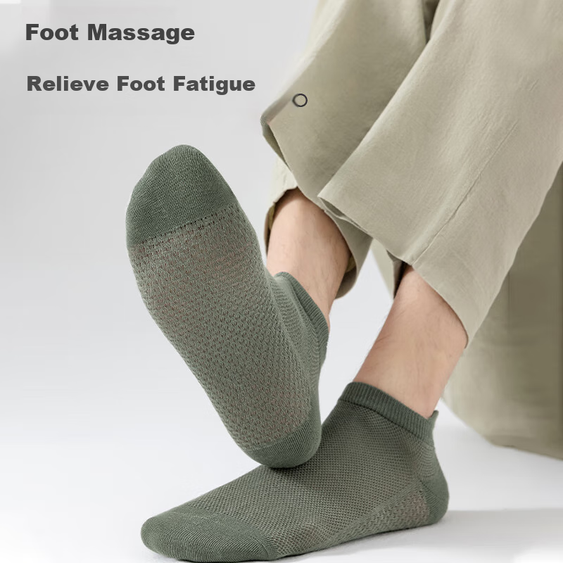 Langsha Men's Socks, Short Socks, Pure Cotton, Antibacterial, Odor-Resistant, Th...