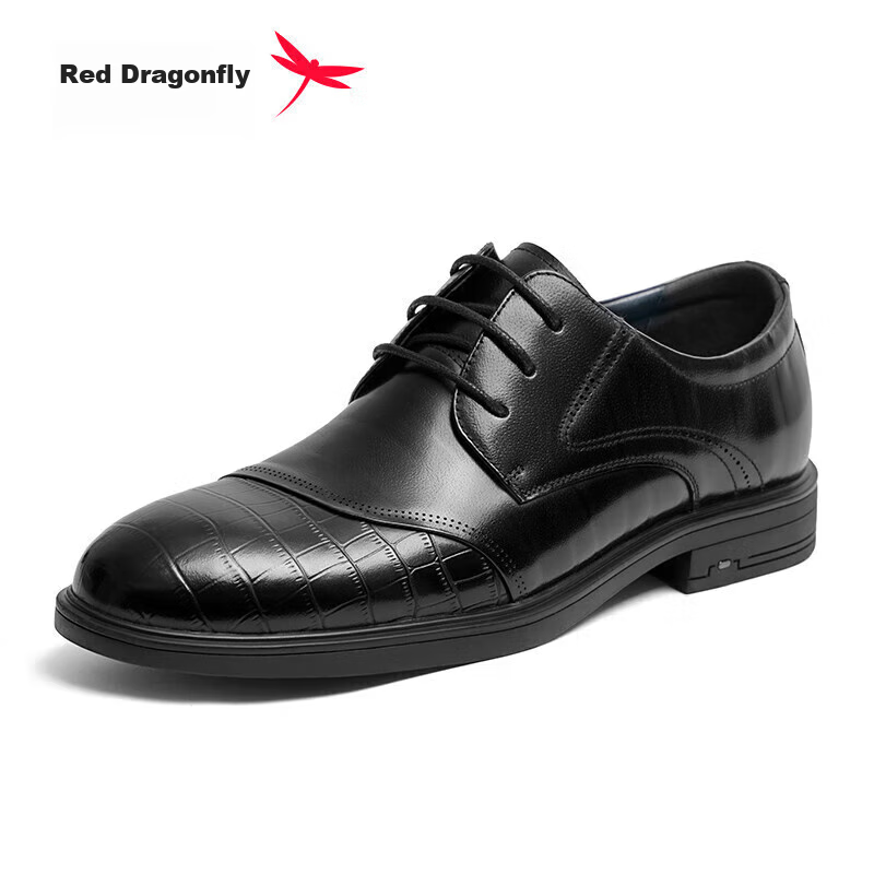 Hongqingting Men's Formal Leather Shoes, Spring Derby Shoes, Flat Heel Embossed...