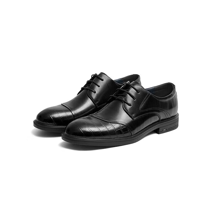 Hongqingting Men's Formal Leather Shoes, Spring Derby Shoes, Flat Heel Embossed...
