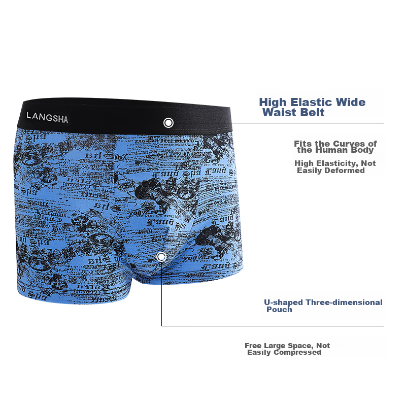 Langsha Men's Underwear, Breathable And Comfortable Boxer Briefs, Mid-Rise, Larg...