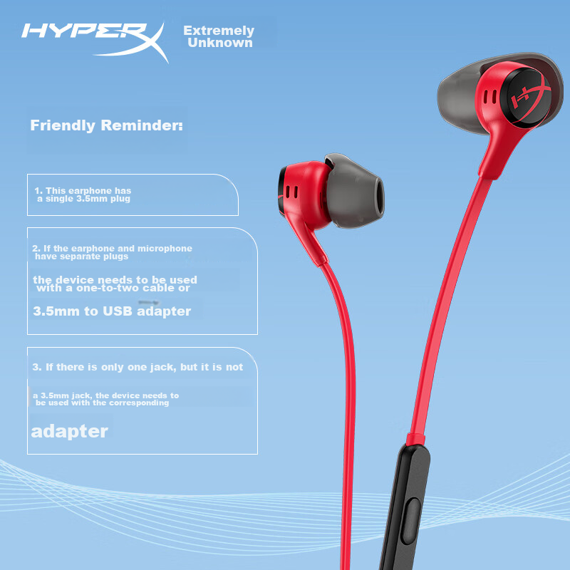 HyperX Cloud Earbuds II Red, In-Ear Universal Gaming Headphones with Microphone,...