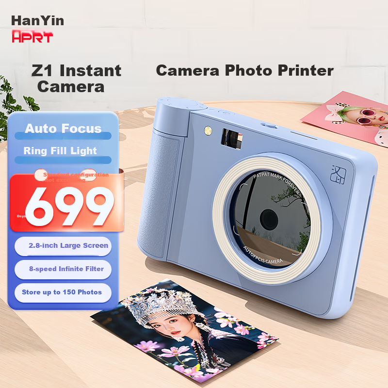 Hanin Instant Z1 Blue Pocket Camera Phone Photo Printer Instant Photo Mini Porta...