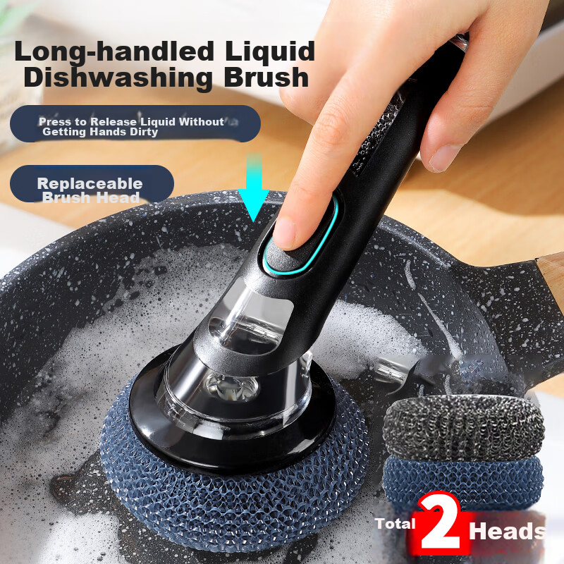 Jiebishi Dish Scrubber, Pot Cleaning Tool, Long Handle, Household Kitchen, Non-S...