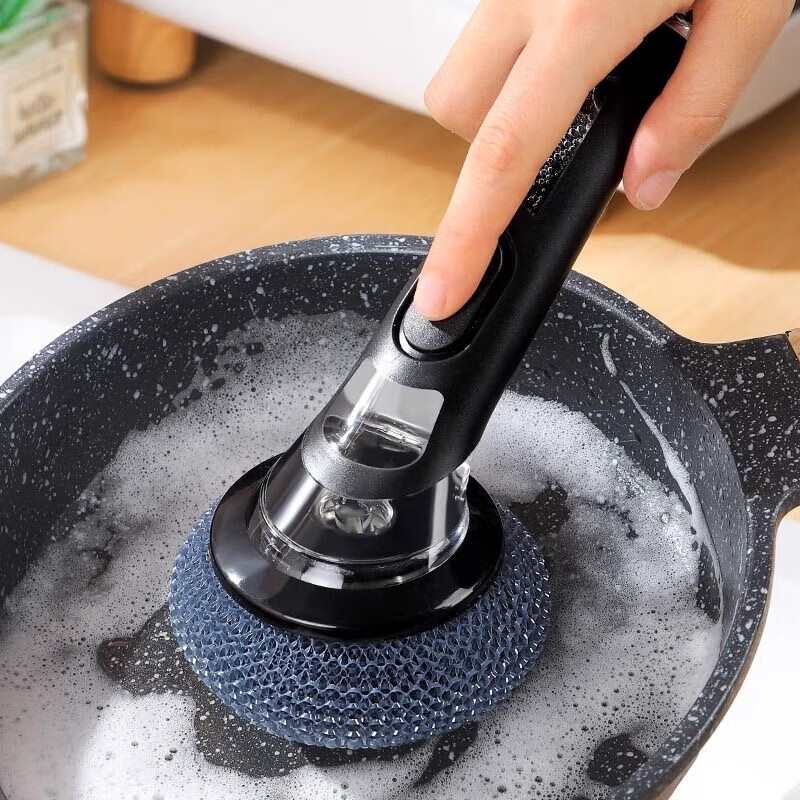 Jiebishi Dish Scrubber, Pot Cleaning Tool, Long Handle, Household Kitchen, Non-S...
