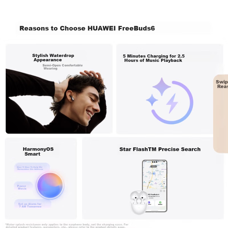 HUAWEI FreeBuds 6 True Wireless Bluetooth Earbuds with Dual Dynamic Drivers, Dua...