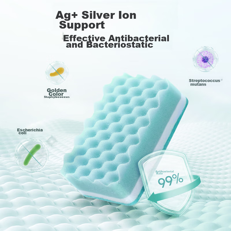 Meili Ya Antibacterial Dishwashing Sponge, Double-Sided Absorbent Dish Scrubber,...