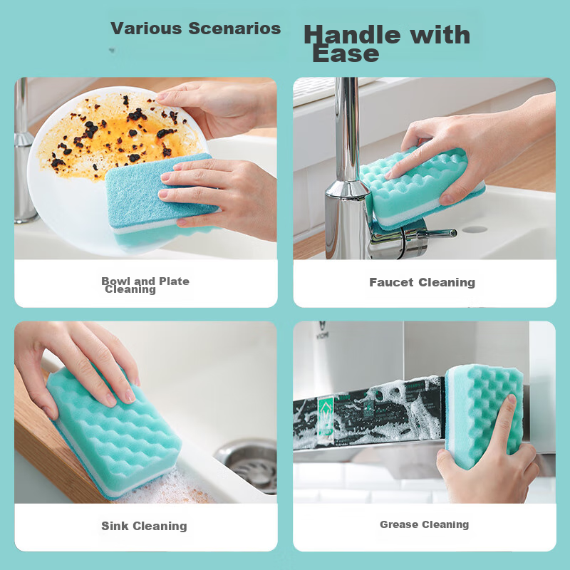 Meili Ya Antibacterial Dishwashing Sponge, Double-Sided Absorbent Dish Scrubber,...
