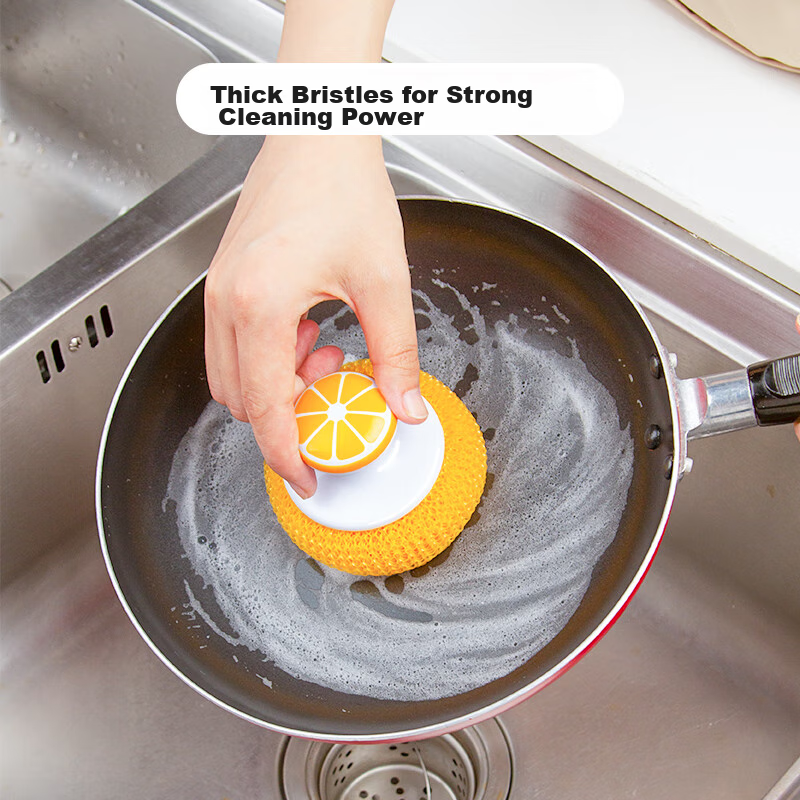 Shijia Orange Dish Scrubber, 3-Pack, Kitchen Pot Cleaning Ball, Pot Brush, Steel...