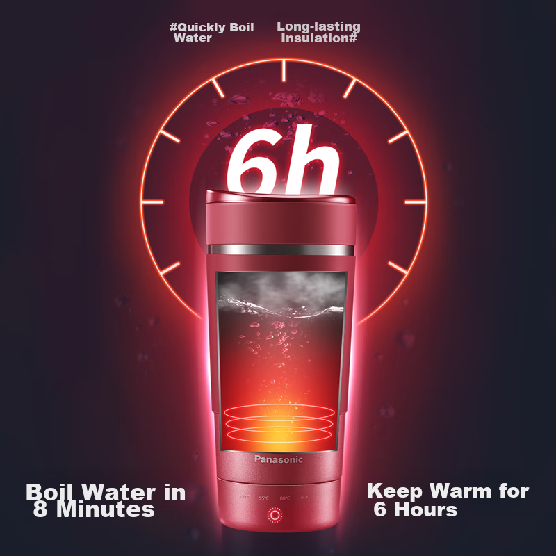 Panasonic Portable Household Travel Kettle, Blue, Double-Layer Stainless Steel,...