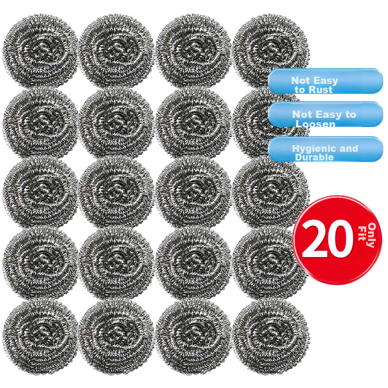 Jiecheng Stainless Steel Large Wire Scrubbers, 20 Grams Each, 20 Pieces Per Pack...