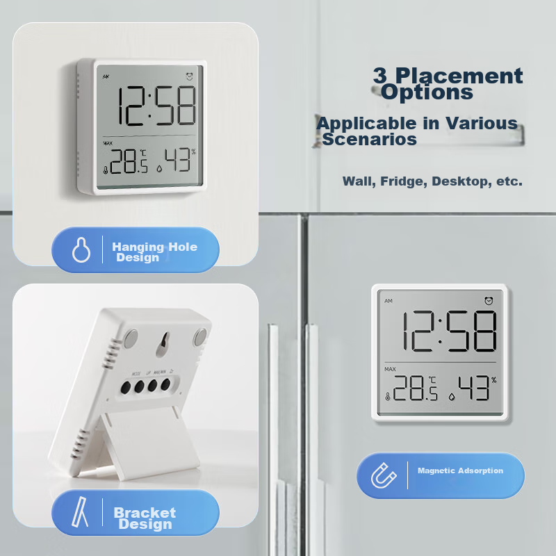 Mashi Thermometer Alarm Clock, Indoor Temperature Meter, Baby Room LCD Screen, M...