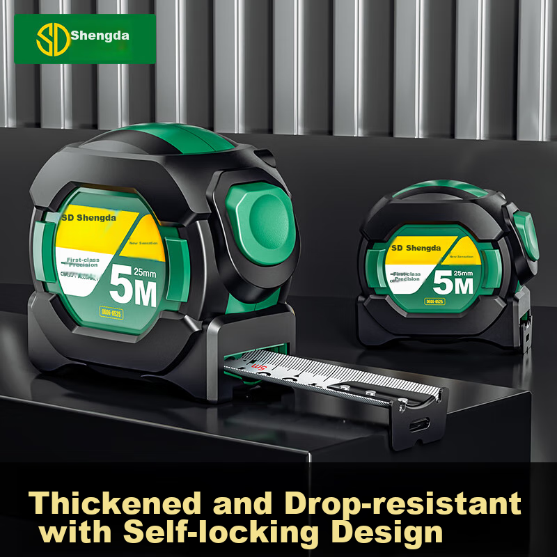 Shengda Self-Locking Steel Tape Measure 5m Household Measuring Tape with Rubber...