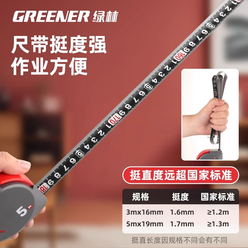 Green Forest Thickened and Hardened Tape Measure with Anti-cut Hand Protection D...