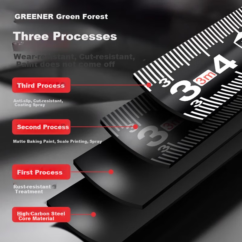 Green Forest Thickened and Hardened Tape Measure with Anti-cut Hand Protection D...