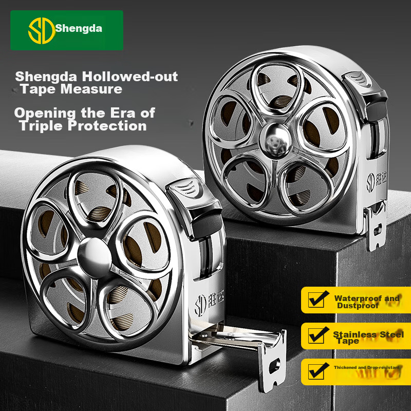 Shengda Stainless Steel Hollow Steel Tape Measure, Carpenter's Ruler, Box Ruler,...