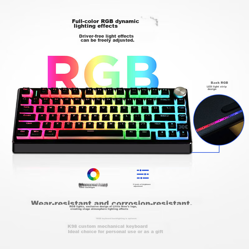 Lenovo Xiaoxin K5 Custom Mechanical Keyboard, White And Brownie, Single Mode, Ri...