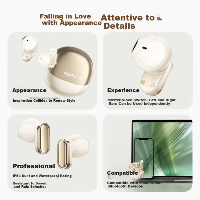 Lenovo True Wireless Bluetooth Earbuds, Semi-In Running Sports High-Definition C...