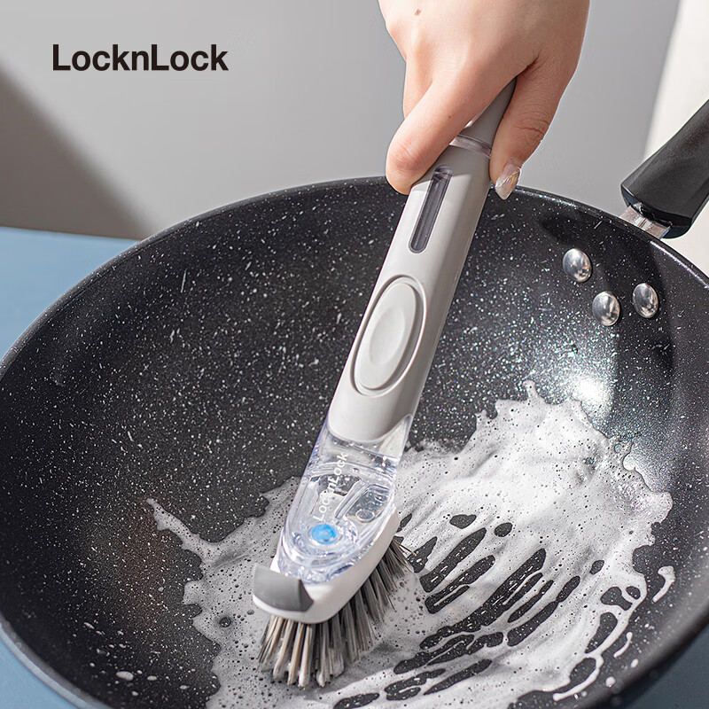 LOCK&LOCK Dish Scrubber, Long Handle, for Home Kitchen Use, Non-Stick Pan Cleani...