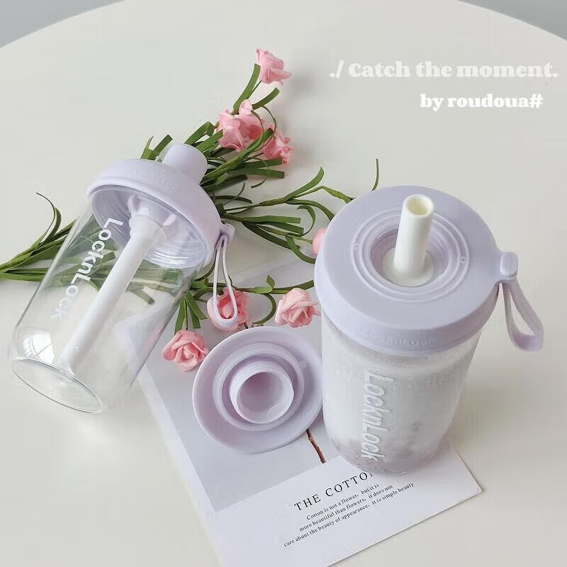 LOCK&LOCK Summer Plastic Water Bottle, Milk Tea Cup, Tritan with Straw, Outdoor...
