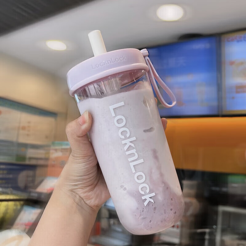 LOCK&LOCK Summer Plastic Water Bottle, Milk Tea Cup, Tritan with Straw, Outdoor...