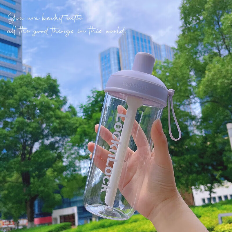 LOCK&LOCK Summer Plastic Water Bottle, Milk Tea Cup, Tritan with Straw, Outdoor...