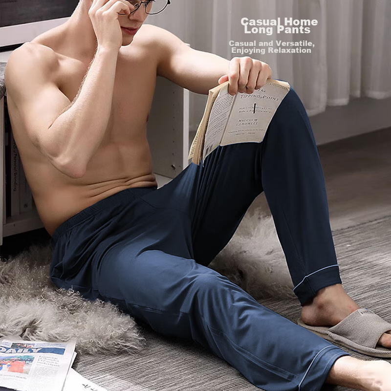 Langsha Men's Cotton Pajama Pants, 7A Antibacterial, Large Size, Sports Casual,...