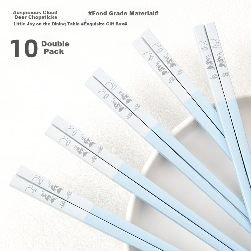 Tang Zongkuai One-Piece Forming Craft Alloy Chopsticks 10 Pairs Set - Engraved w...