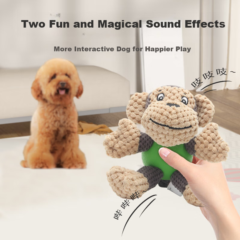 EETOYS Plush Monkey Dog Toy, Durable Chew Toy, Fun Sound-Making, Puppy Companion...