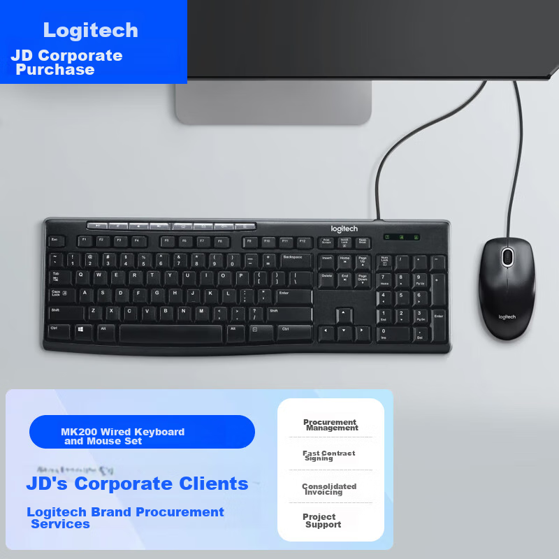 Logitech MK200 Enterprise-Grade Wired Keyboard And Mouse Combo, USB Compatible f...