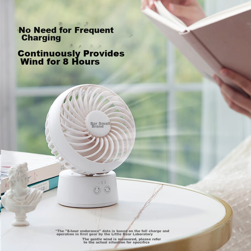 Bear Electric Fan, Small Fan, Office Desktop Fan, Mini Portable USB Rechargeable...