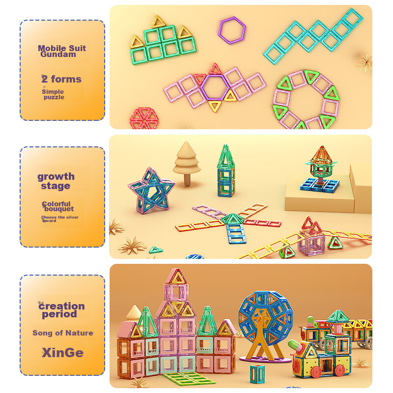 Xingyayoupin Magnetic Tiles 150-Piece Set, Children's Toy Magnetic Building Bloc...