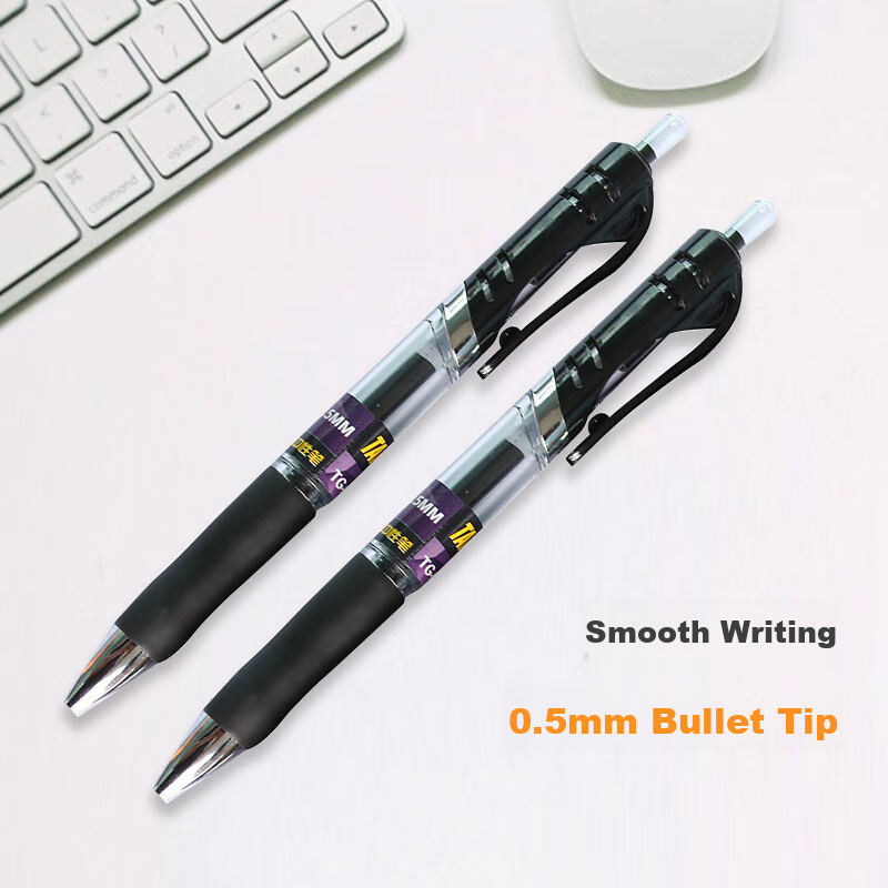 TANGO K35 Gel Pen, Black, Retractable, 0.5mm Bullet Tip, 12-Pack, Water-Based In...