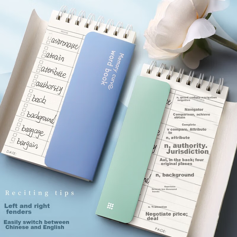 Jinzhi A7/100 Sheets English Vocabulary Notebook, Mini Portable Pocket Notebook,...