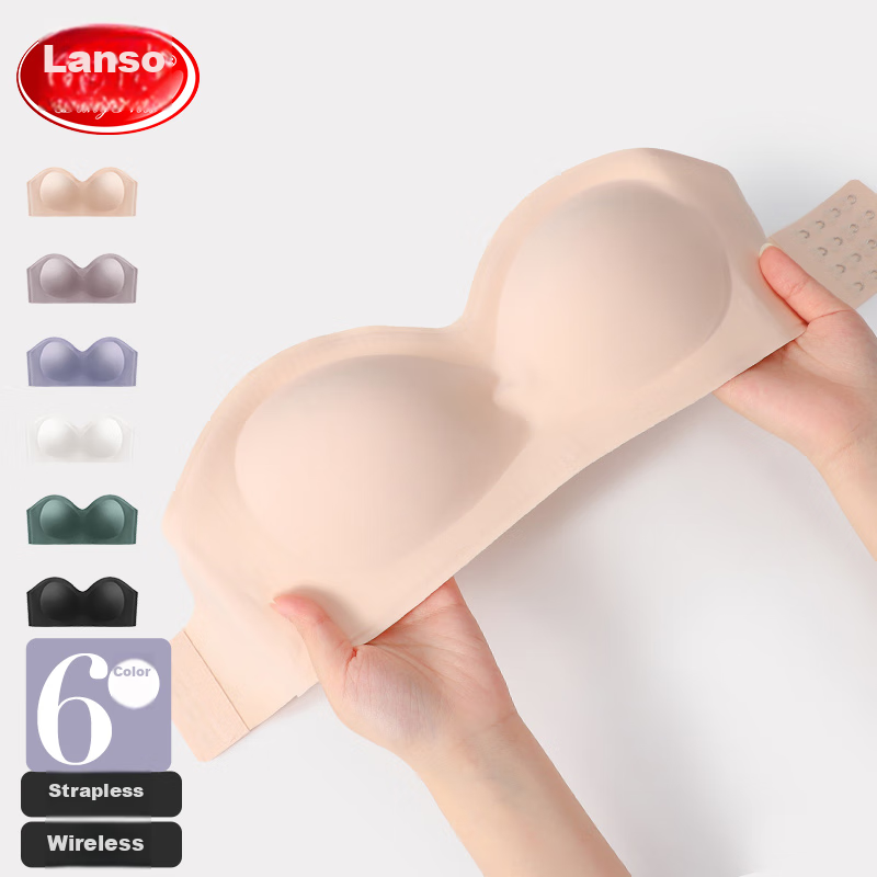 Langsha Strapless Bra for Women, Thin Style, Makes Breasts Appear Smaller, Push-...