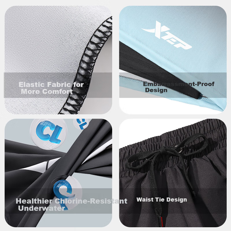 XTEP Men's Swim Trunks, Anti-Embarrassment Quick-Dry Swimming Trunks, Dual-Use f...