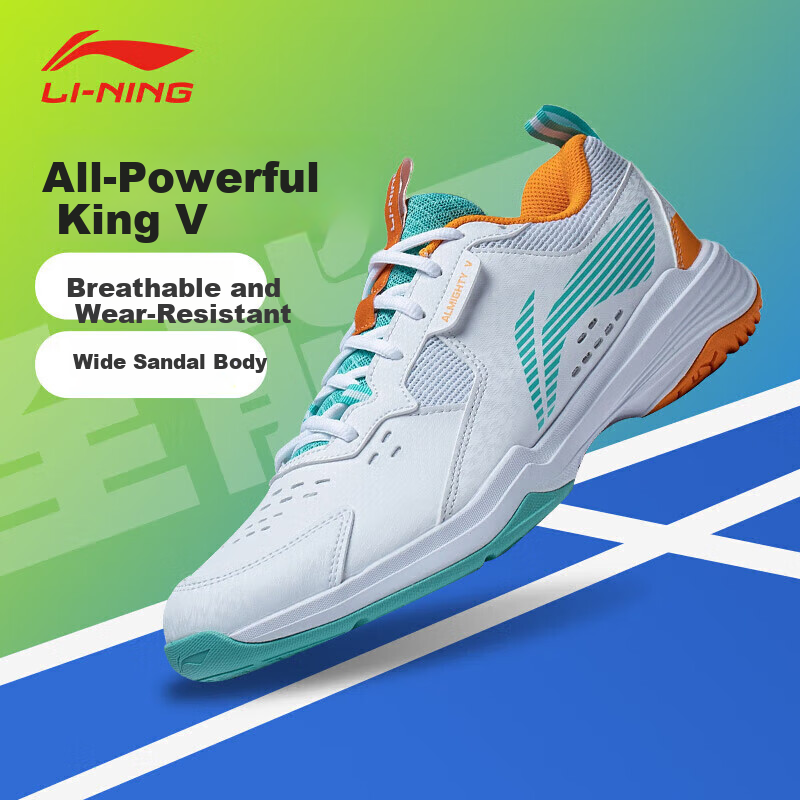 LI-NING Unisex Badminton Shoes Shock Absorption Wear-Resistant Training Shoes Wh...