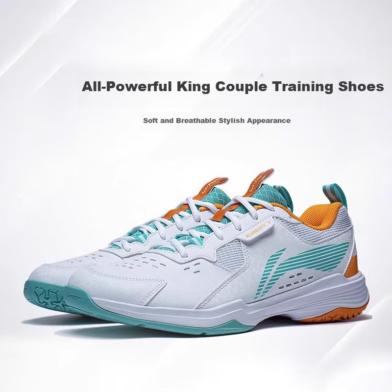 LI-NING Unisex Badminton Shoes Shock Absorption Wear-Resistant Training Shoes Wh...