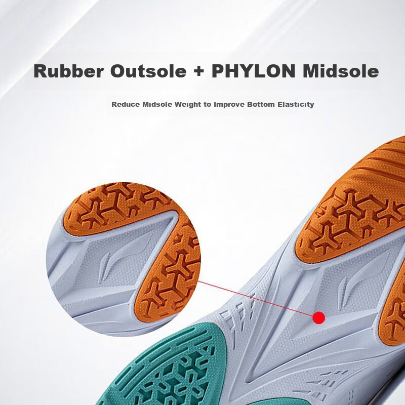 LI-NING Unisex Badminton Shoes Shock Absorption Wear-Resistant Training Shoes Wh...