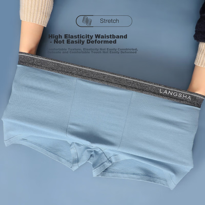 Langsha Men's Underwear, Cotton, 3A Antibacterial, Mid-Rise, High-Elasticity, Br...