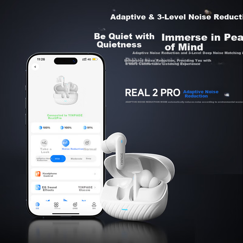 SoundPEATS Real 2 Pro True Wireless Bluetooth Earbuds with Active Noise Cancelli...