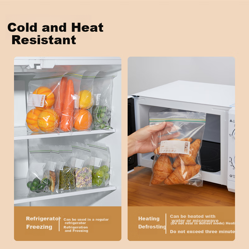 Jingzao Food-Grade Sealed Bags, Medium-Sized Double Zipper Resealable Bags for B...