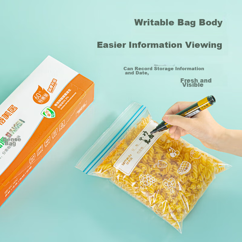 Temeiju Antibacterial Food Storage Bags, Large Self-Sealing Bags, Food-Grade Thi...