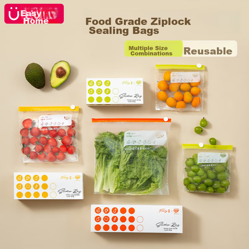 Yiyoujia Large Food Storage Bags, Thick Zipper Refrigerator Storage Bags, Refrig...