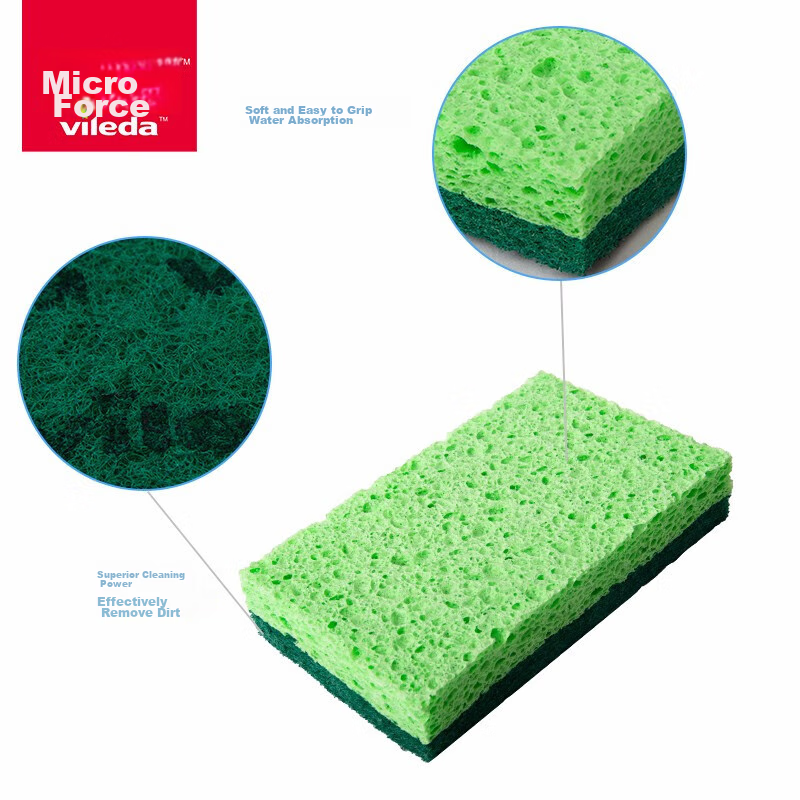 Vileda German Wood Pulp Cotton Scouring Pad, 3-Pack, Household Dishwashing Spong...