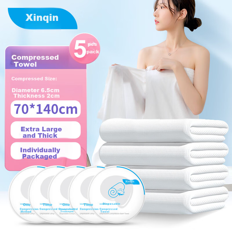 Xinqin Disposable Compressed Bath Towels, Thickened And Enlarged, Large Size, Ad...