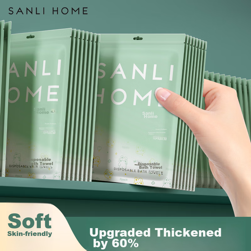 Sanli Disposable Bath Towels, 10 Pack, Individually Wrapped, Compressed Face Tow...