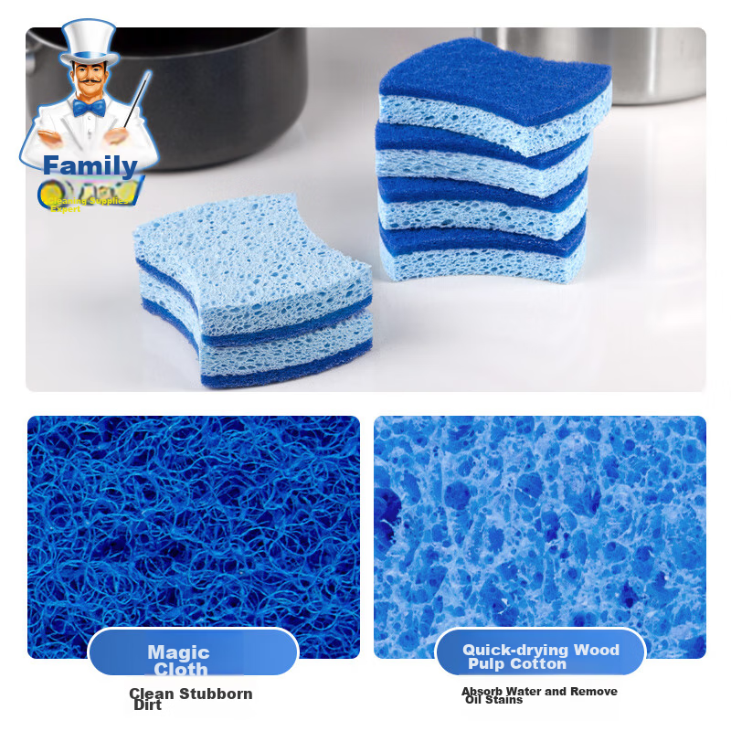 Shijia Wood Pulp Sponge Scouring Pad, Dishwashing Sponge, Kitchen Cleaning Cloth...