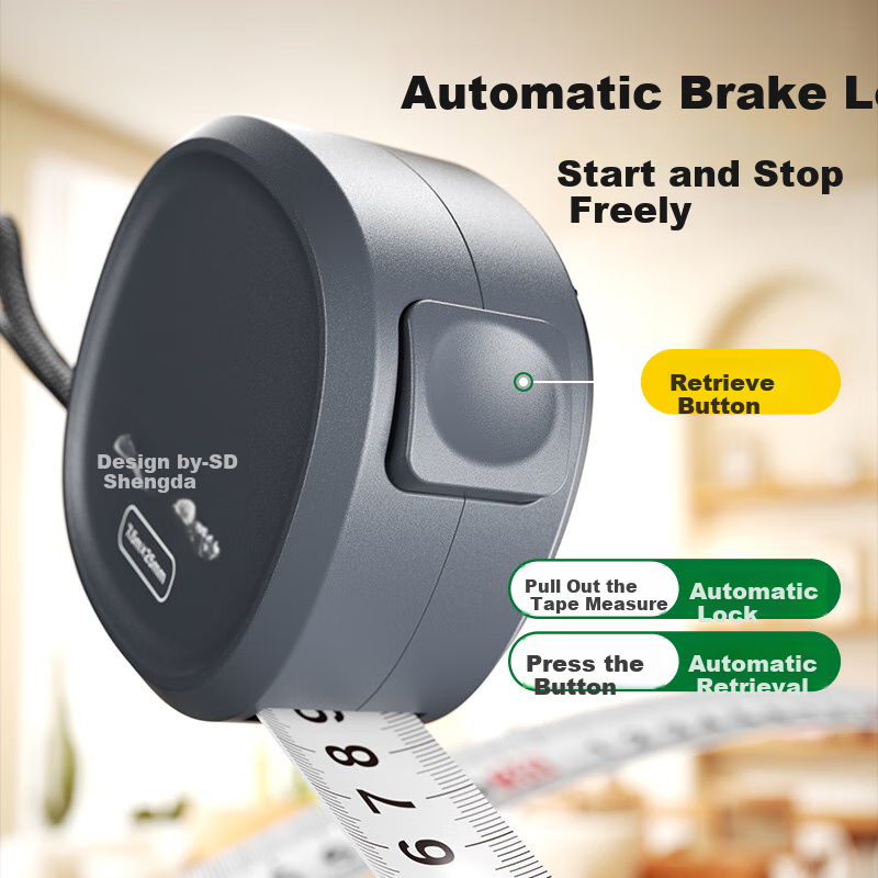 Shengda Self-Locking Steel Tape Measure, Carpenter's Ruler, Box Ruler, Renovatio...